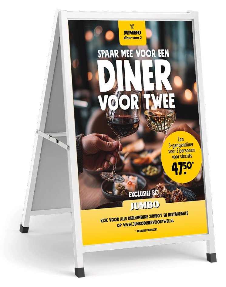 Promotiemateriaal van Jumbo Diner voor 2